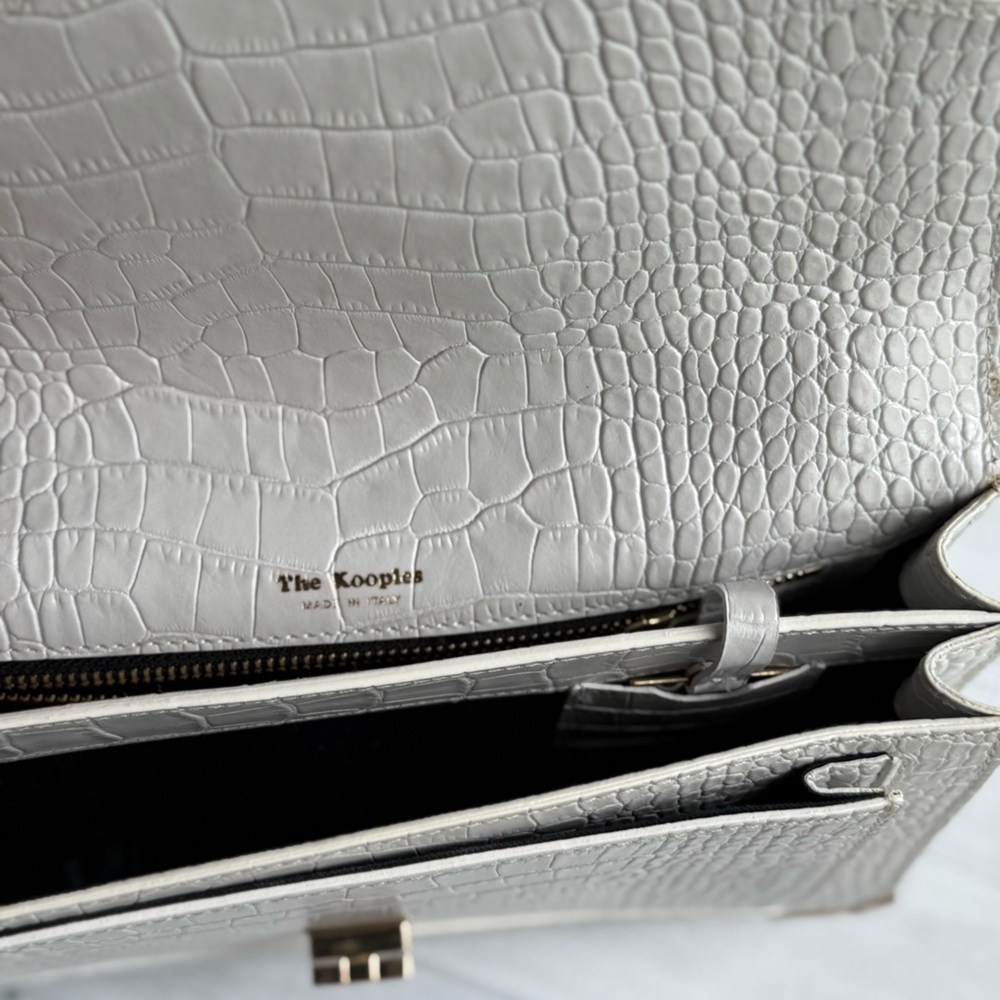 The Kooples Emily Crocodile-Effect Bag in White - Picture 4 of 7